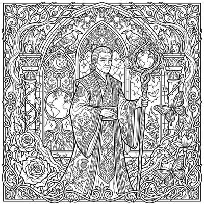 Dive into a world where ancient wisdom meets environmental passion with our captivating Gothic Sensei Earth Day coloring page. This intricate design blends ornate style with powerful symbolism, perfect for mindful coloring.