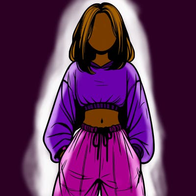 realistic girl faceless with baggy pants and a crop top