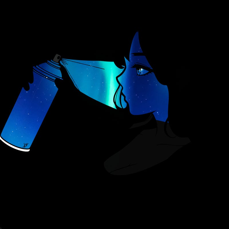 a realistic girl spray, painting