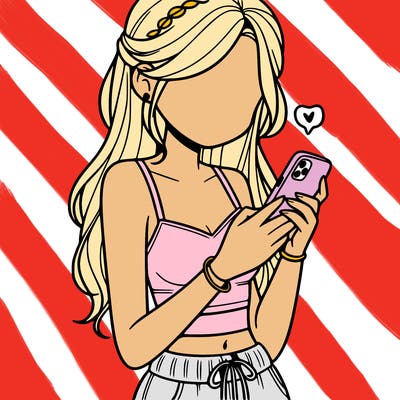 girl with crop top texting on her phone