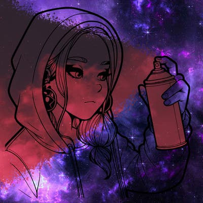 a realistic girl, spray painting