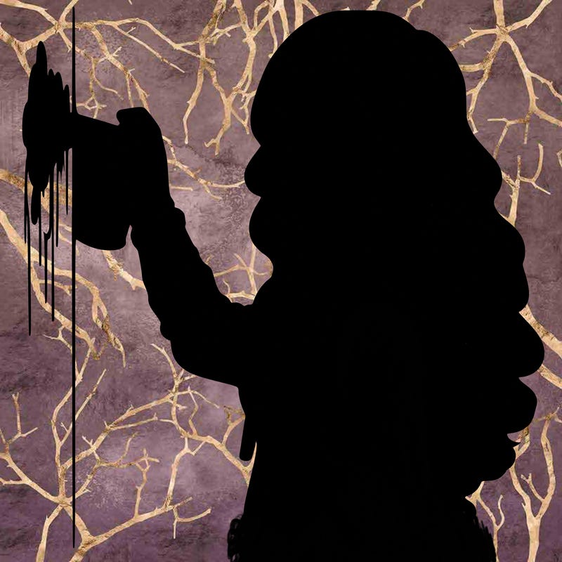 realistic girl with mask spray painting a wall