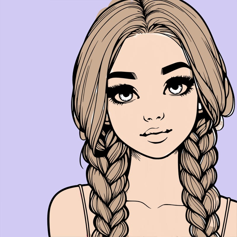 realistic girl with braids