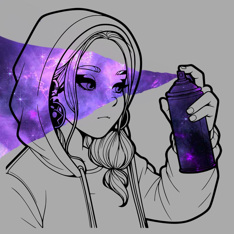 a realistic girl, spray painting