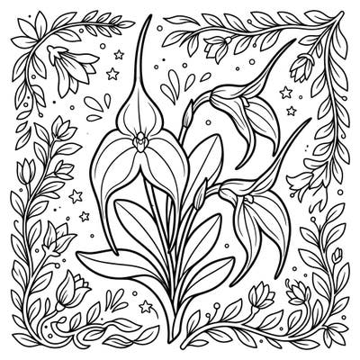 Immerse yourself in the captivating world of Masdevallia orchids with this exquisitely detailed coloring page. Its intricate design, framed by delicate floral patterns, offers a truly rewarding artistic challenge.