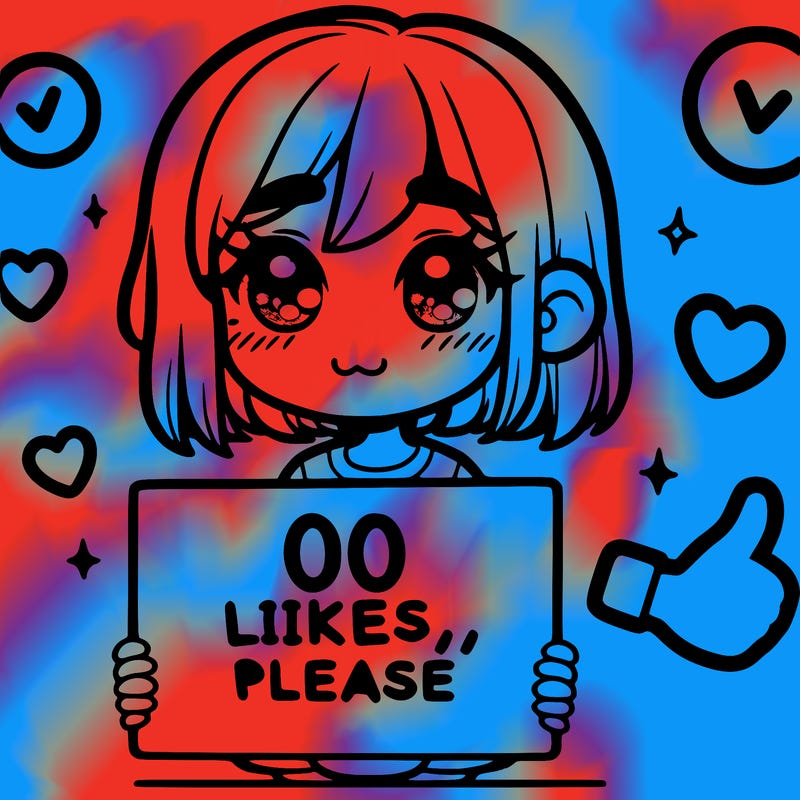 a girl with a sign saying 100 likes, please