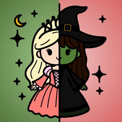 split princess and witch