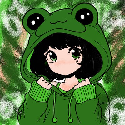 a cute teenage girl wearing a frog hoodie