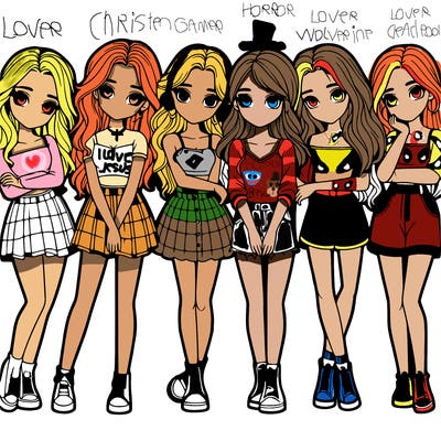 a group of girls realistic