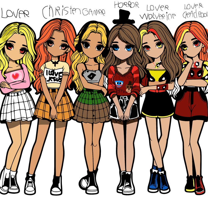 a group of girls realistic