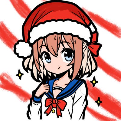 anime girl wearing a santa hat