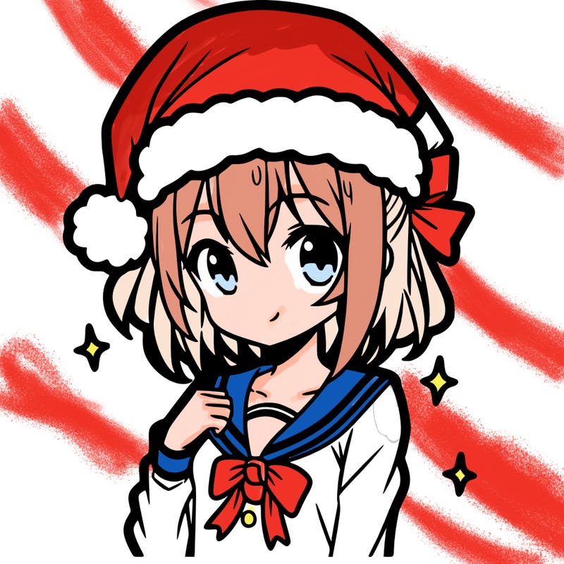 anime girl wearing a santa hat