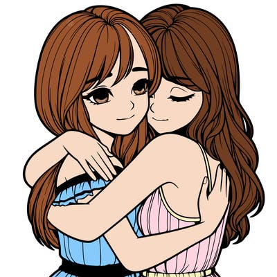 realistic girls hugging