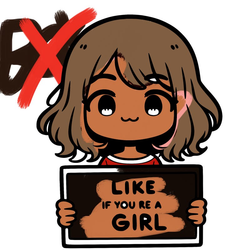 a cute girl holding a sign that says like if you’re a girl