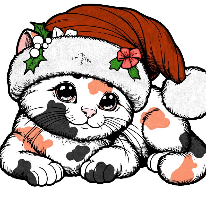 realistic christmas cat