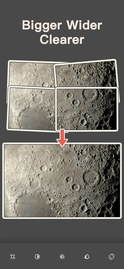 Example of four moon photos stitched into a single high resolution panoramic image.