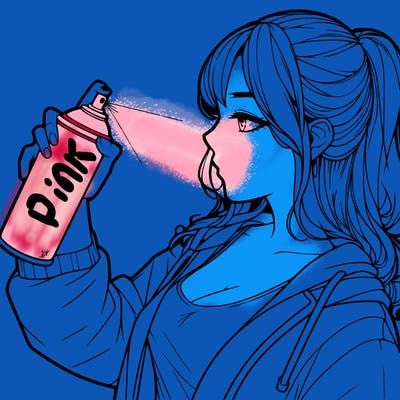 a realistic girl spray, painting