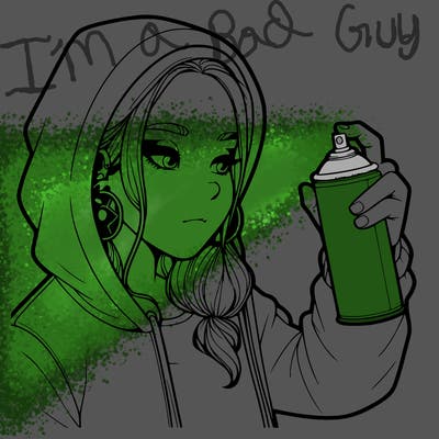 a realistic girl, spray painting