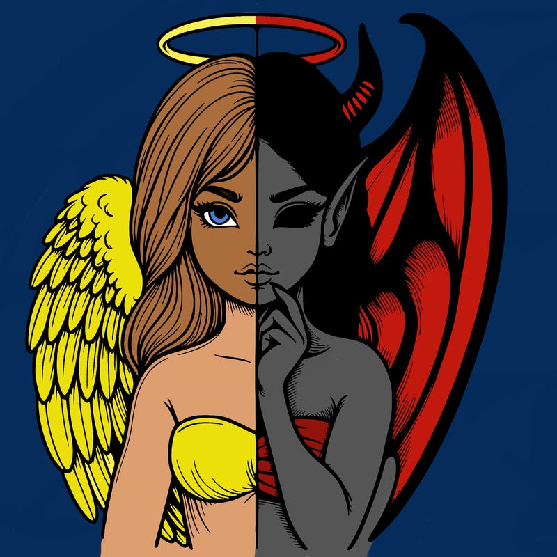 realistic angel half demon