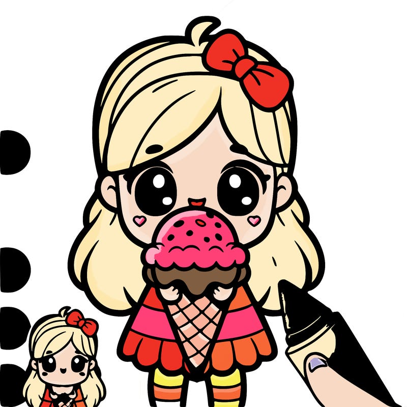 little girl holding a large ice cream cone.