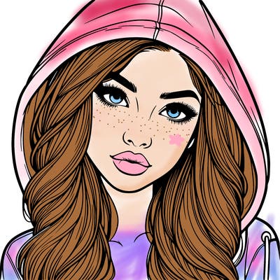 realistic beautiful girl with a hood on