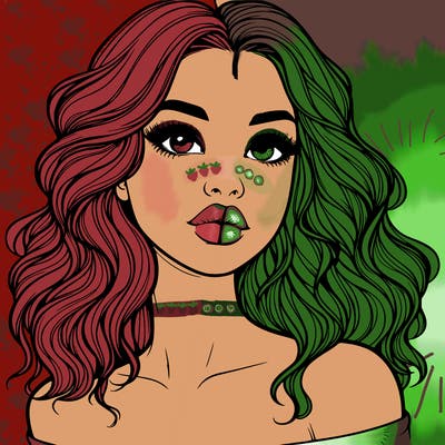 realistic girl with wavy hair and lips