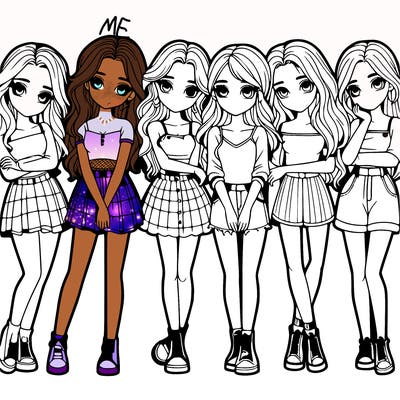 a group of girls realistic