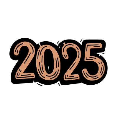 one line scrawled numbers sketch design “2025”
