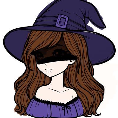 realistic girl with a witch hat