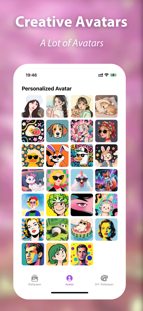 DIY Wallpaper-Make it！ - Una cuadrícula de avatares artísticos y estilizados diversos para la personalización de perfiles dentro de la aplicación