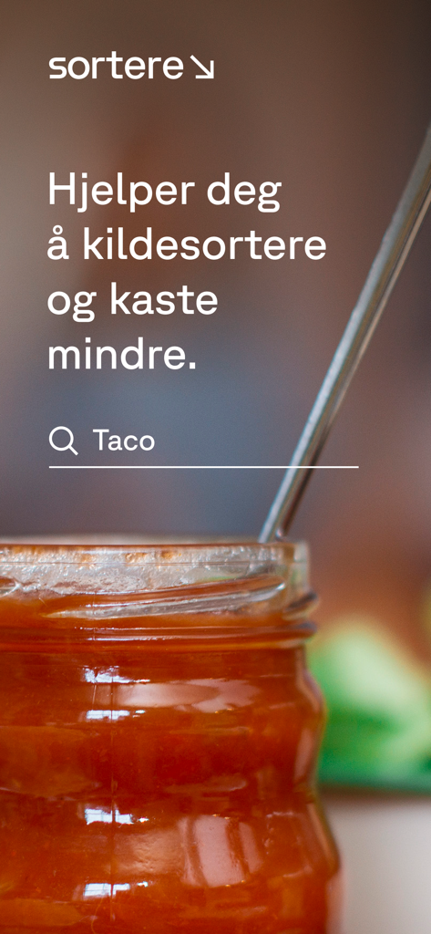 Sortere - Sortere app home screen showing a search bar for recycling household items