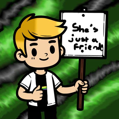 a guy holding a sign