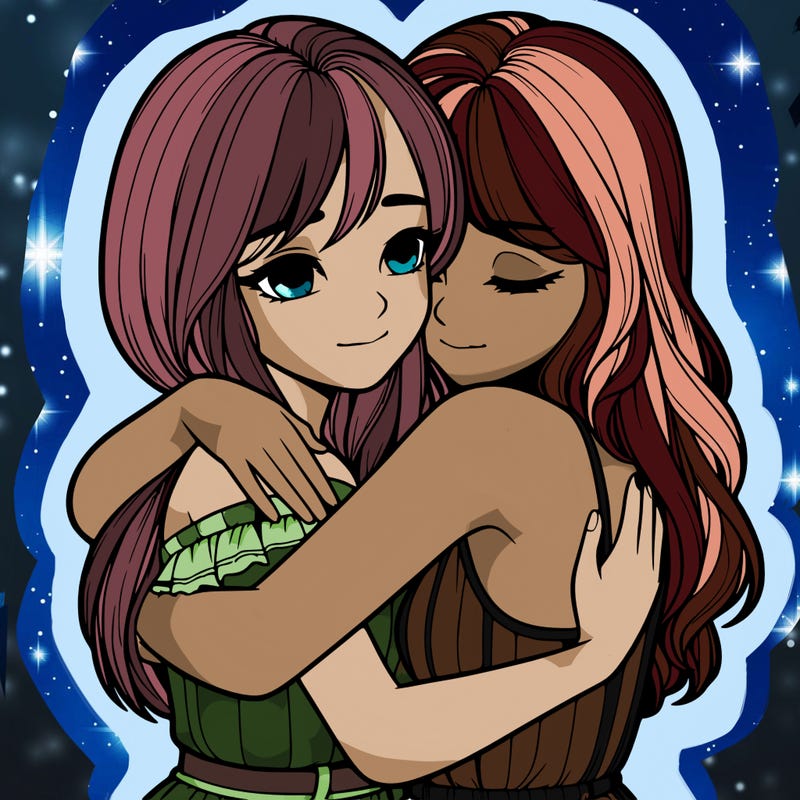 realistic girls hugging