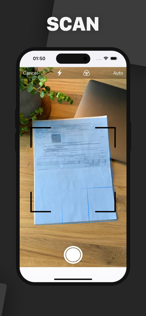 FAX from iPhone - Send Doc - Interfaz de la aplicación de fax móvil para iPhone para escanear documentos físicos