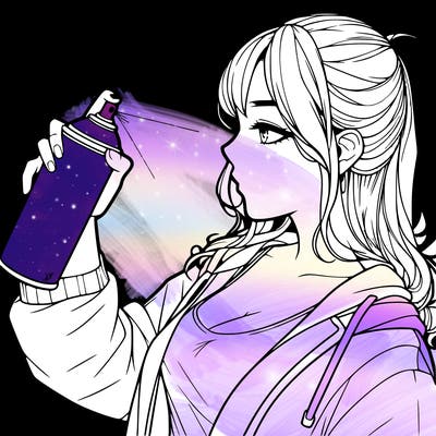 a realistic girl spray, painting