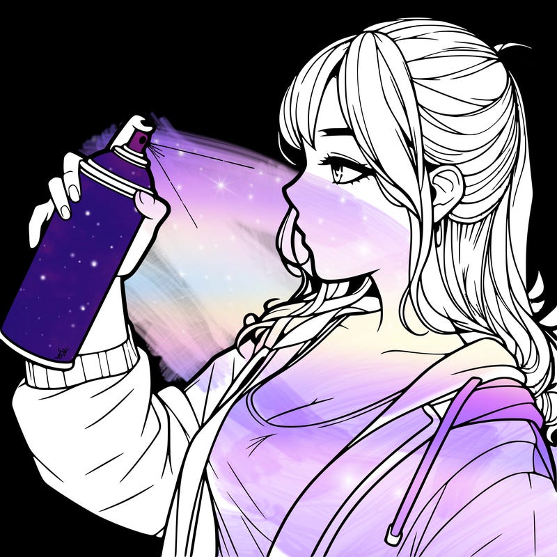 a realistic girl spray, painting