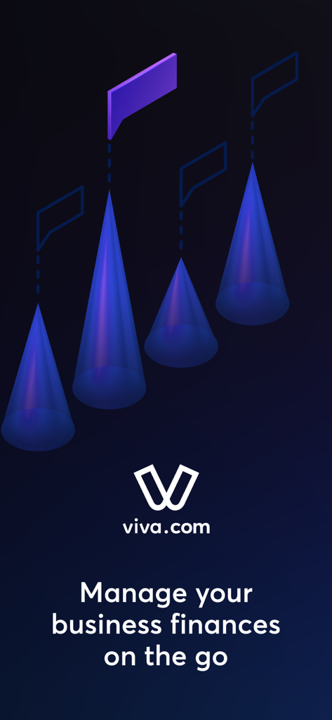 viva.com - Pantalla de la app móvil viva.com para gestionar finanzas empresariales sobre la marcha