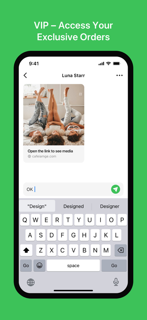 Silcoo for VIP Buyers - Direct messaging with a creator in the Silcoo for VIP Buyers app.