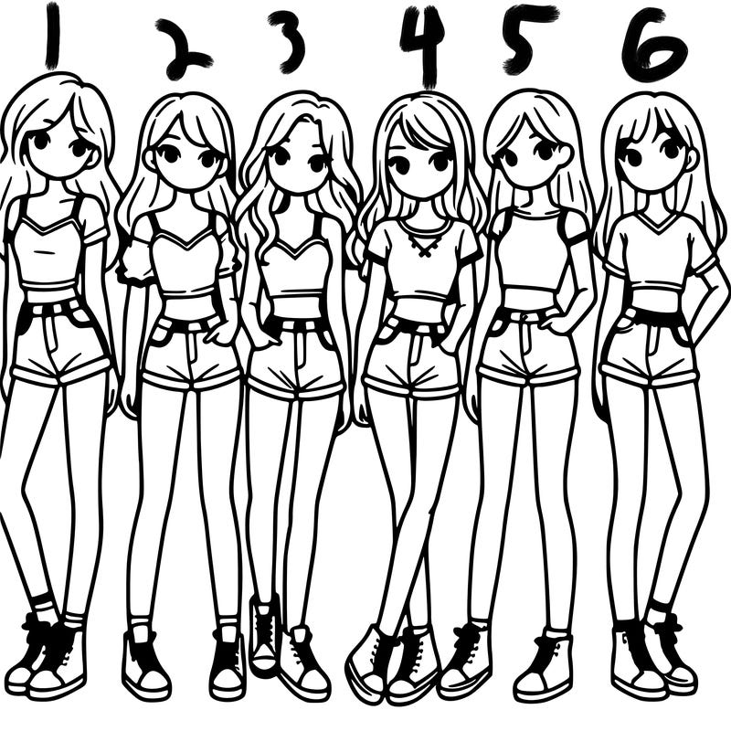 a group of girls wearing crop tops and shorts