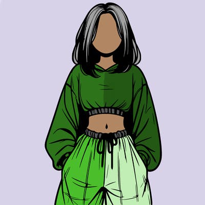 realistic girl faceless with baggy pants and a crop top