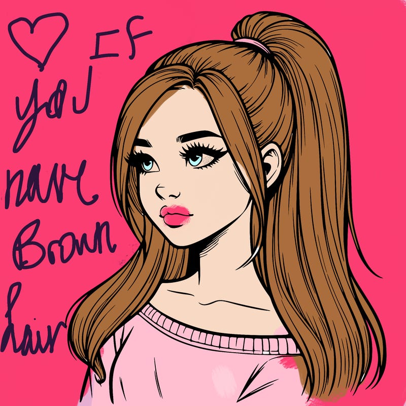 realistic girl with a high ponytail