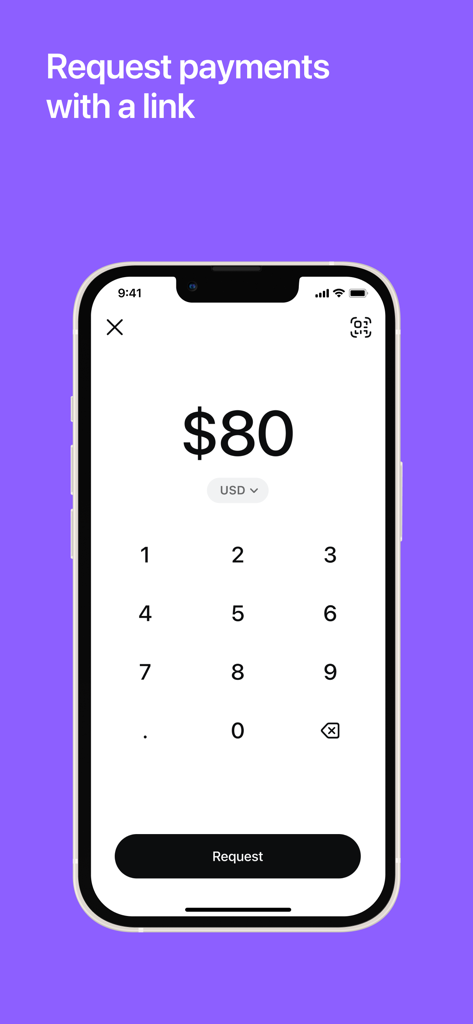 Sentz – The Global Payment App - Sentz mobile app screen showing a payment request interface for eighty dollars