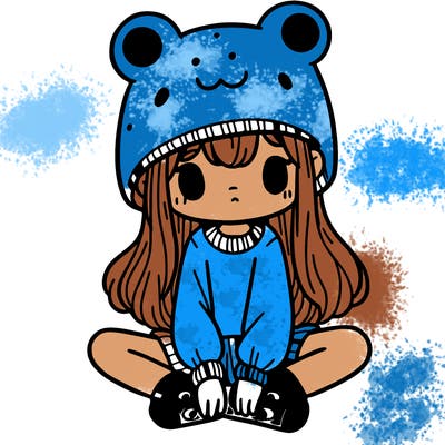 a girl wearing a frog hat and some frog socks