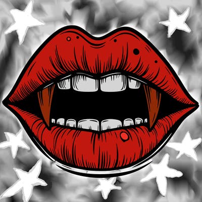 lips with vampire teeth