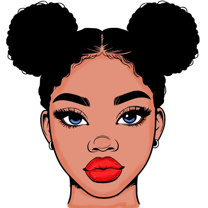realistic black woman with two buns