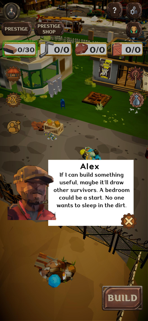 Apocalypse City Builder - El superviviente Alex explica la importancia de construir un refugio en el páramo