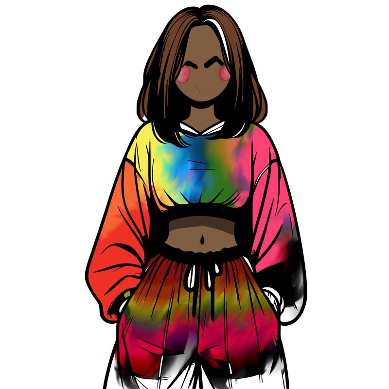 realistic girl faceless with baggy pants and a crop top