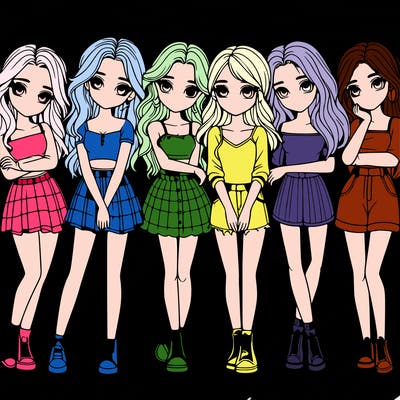 a group of girls realistic