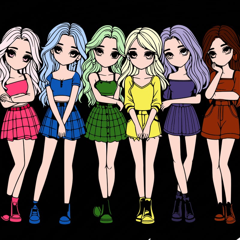 a group of girls realistic