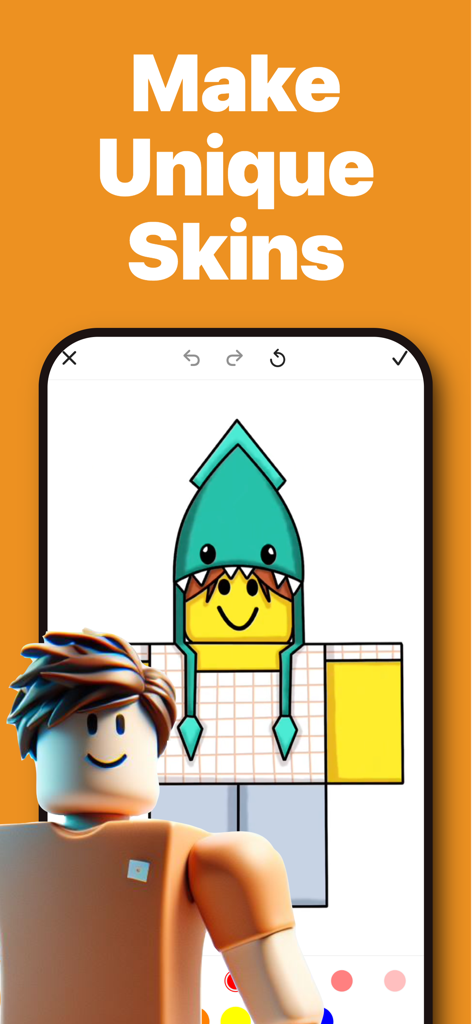 InkBlox: Coloring for Roblox - InkBlox app interface for designing unique Roblox character skins